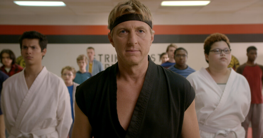 Johnny Lawrence stands ready with his students