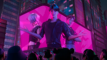 Tela 3D da Coex K-pop Square em ‘Guerreiras do K-Pop’