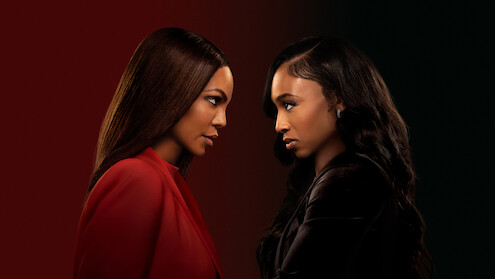 Crystle Stewart as Mallory and Taylor Polidore Williams as Kimmie facing off in 'Beauty in Black' Season 2