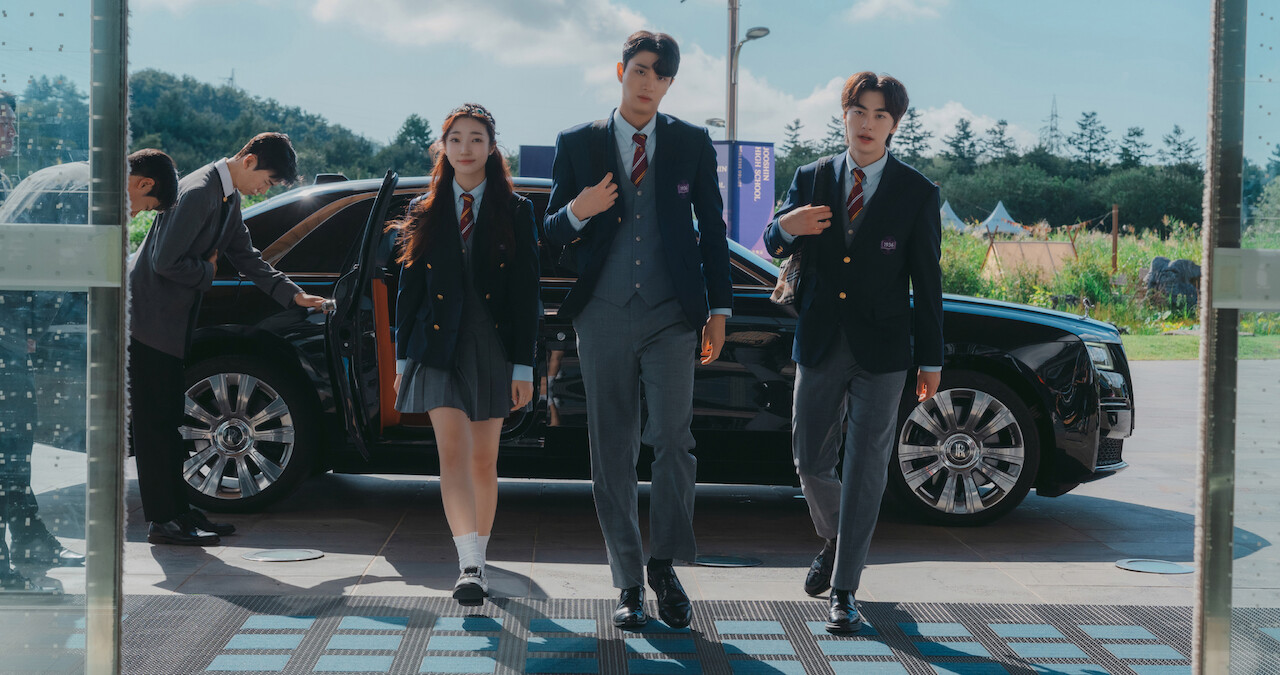 The cast of 'Hierarchy' walks into school.