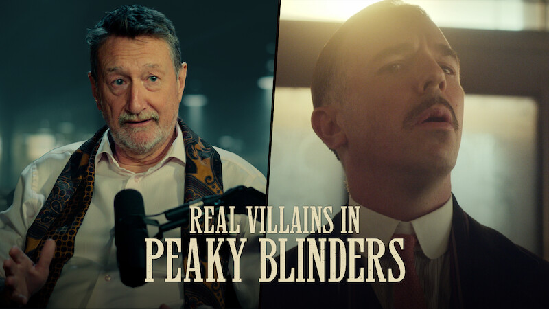 Steven Knight shares a screen with the unit photography of the character Billy Kimber from the Peaky Blinders