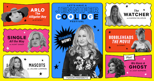 Jennifer Coolidge shown in her different film and TV roles