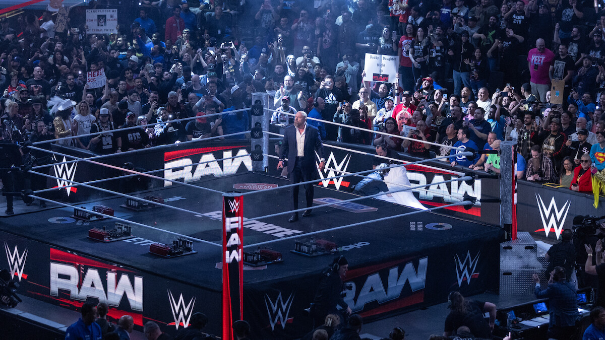 Triple H in the ring to start the show during Monday Night RAW at Intuit Dome on January 6, 2025 in Inglewood, California