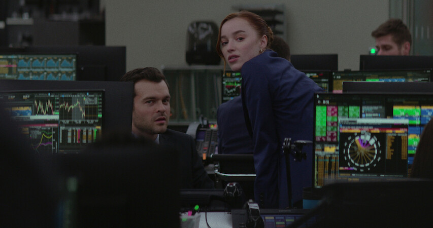  Alden Ehrenreich as Luke and Phoebe Dynevor as Emily.