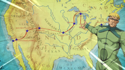 The map of the STEEL BALL RUN