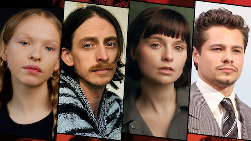 Four people shown in portrait photos against various backgrounds; lighting and poses vary, with two women and two men, each wearing different styles of clothing, looking directly at the camera. Professional headshot setting.