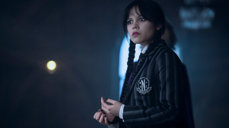 Jenna Ortega como Wandinha Addams na temporada 2 de ‘Wandinha’.