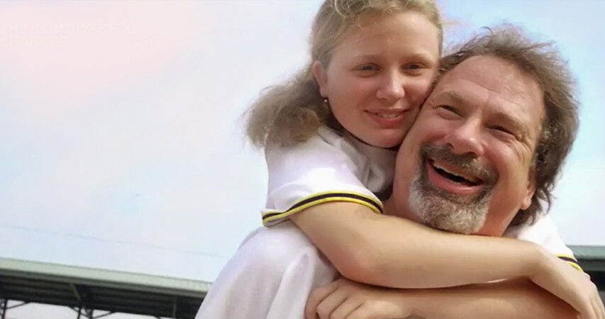 Mike Veeck and his daughter in a promotional image for 'The Saint of Second Chances'
