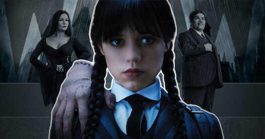 Jenna Ortega com Mãozinha no ombro.