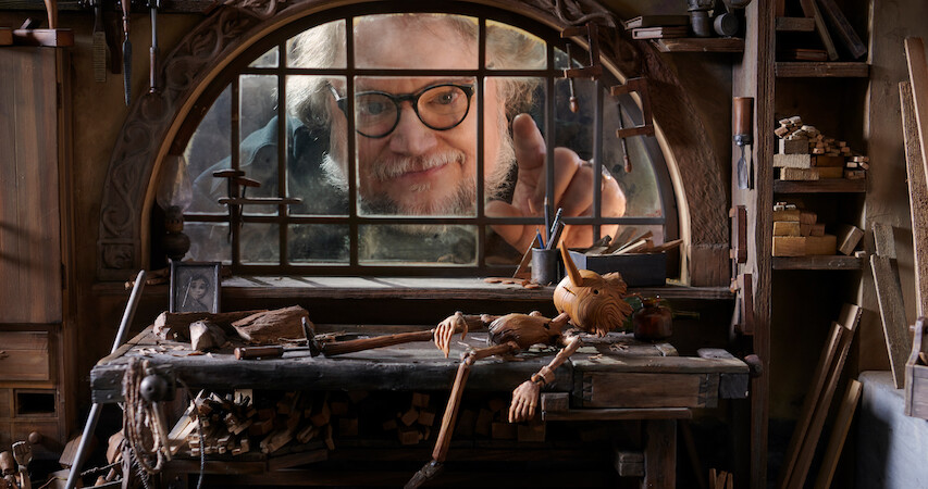 Guillermo del Toro peaking through the windows
