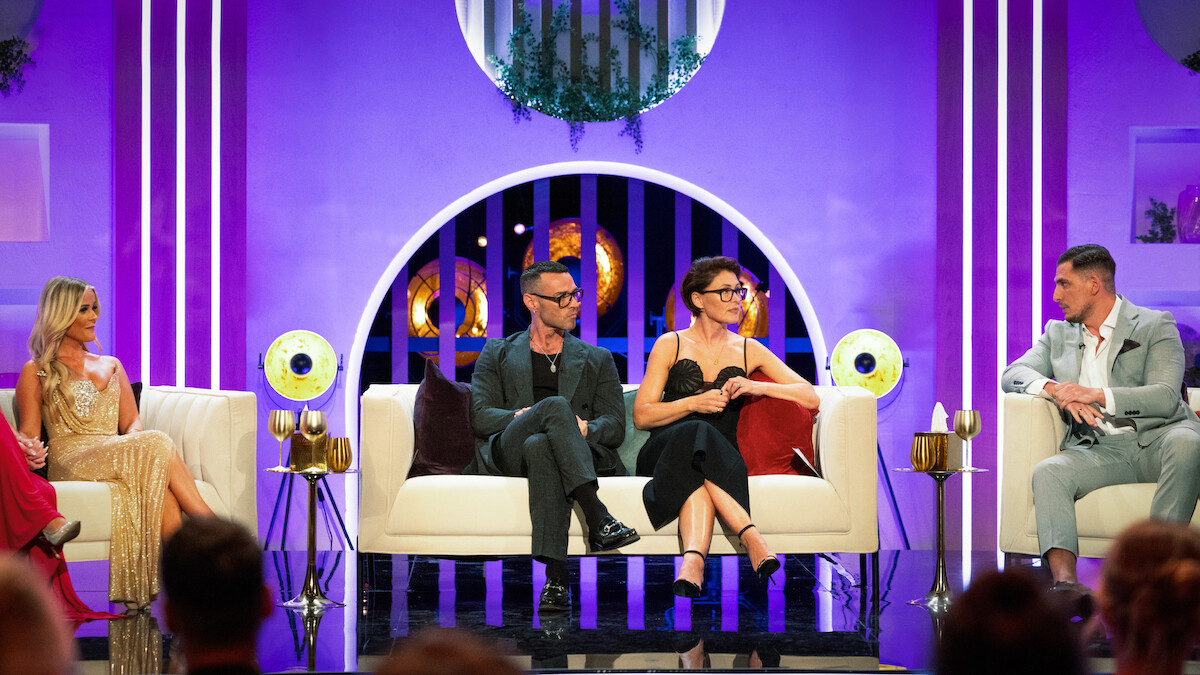 Bardha, Matt Willis, Emma Willis, and Jed at the 'Love Is Blind: UK' Season 2 Reunion