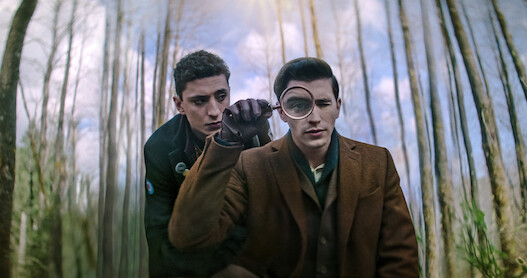 Jayden Revri as Charles Rowland and George Rexstrew as Edwin Payne in DEAD BOY DETECTIVES.
