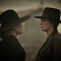 Gillian Anderson as Constance Van Ness and Lena Headey as Fiona Nolan in 'The Abandons'