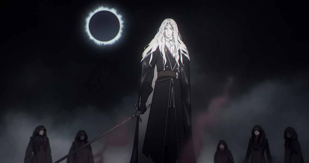 James Callis as Alucard stands menacingly in 'Castlevania: Nocturne' Season 1.