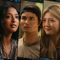 Three young adults in a collage-style image, each in different settings: a woman with long dark hair indoors, a man wearing a backward cap outdoors, and a smiling woman with long light hair in a well-lit environment.