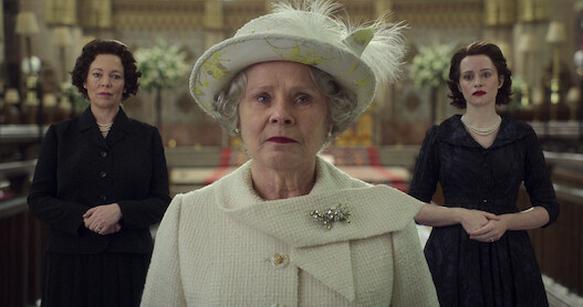 Olivia Colman, Imelda Staunton, and Claire Foy as Queen Elizabeth II in 'The Crown'