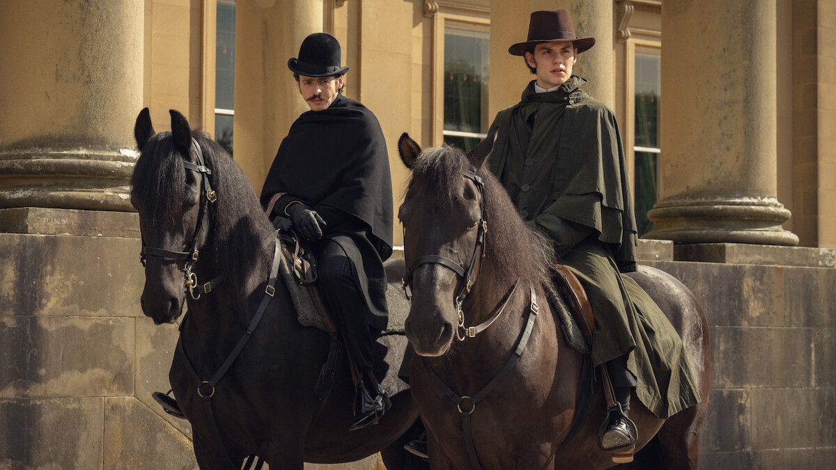 Anthony Boyle as Arthur Guinness and Louis Partridge as Edward Guinness in ‘House of Guinness’ Season 1. 