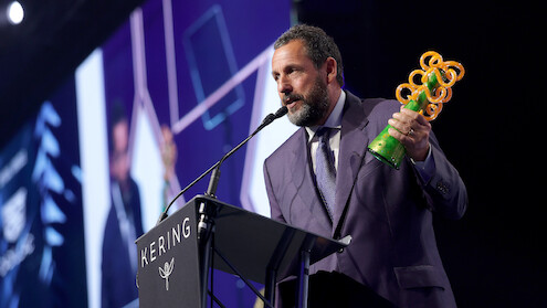 Adam Sandler accepts the Chairman’s Award onstage during the 37th Annual Palm Springs International Film Awards at Palm Springs Convention Center on January 03, 2026 in Palm Springs, California.