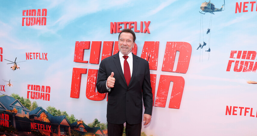 Arnold Schwarzenegger at the FUBAR red carpet premiere.
