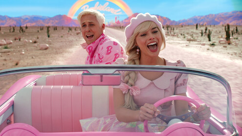 Ryan Gosling as Ken and Margot Robbie as Barbie in 'Barbie'.