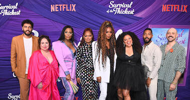 Marouane Zotti, Liza Treyger, Miss Peppermint, Garcelle Beauvais, Tasha Smith, Michelle Buteau, Tone Bell, and Anthony Michael Lopez attend the Netflix New York Special Screening of Survival Of The Thickest at Metrograph on July 11, 2023 in New York City.