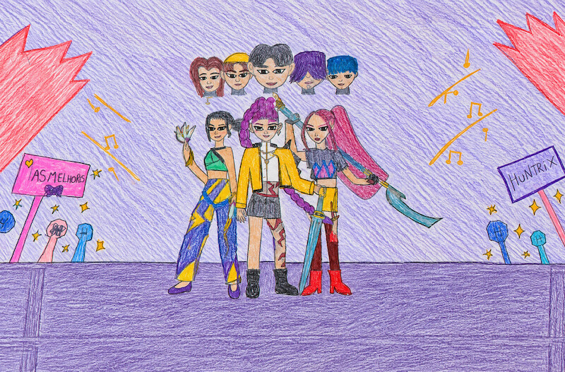 Desenho infantil retrata os personagens da série Guerreiros do K-Pop