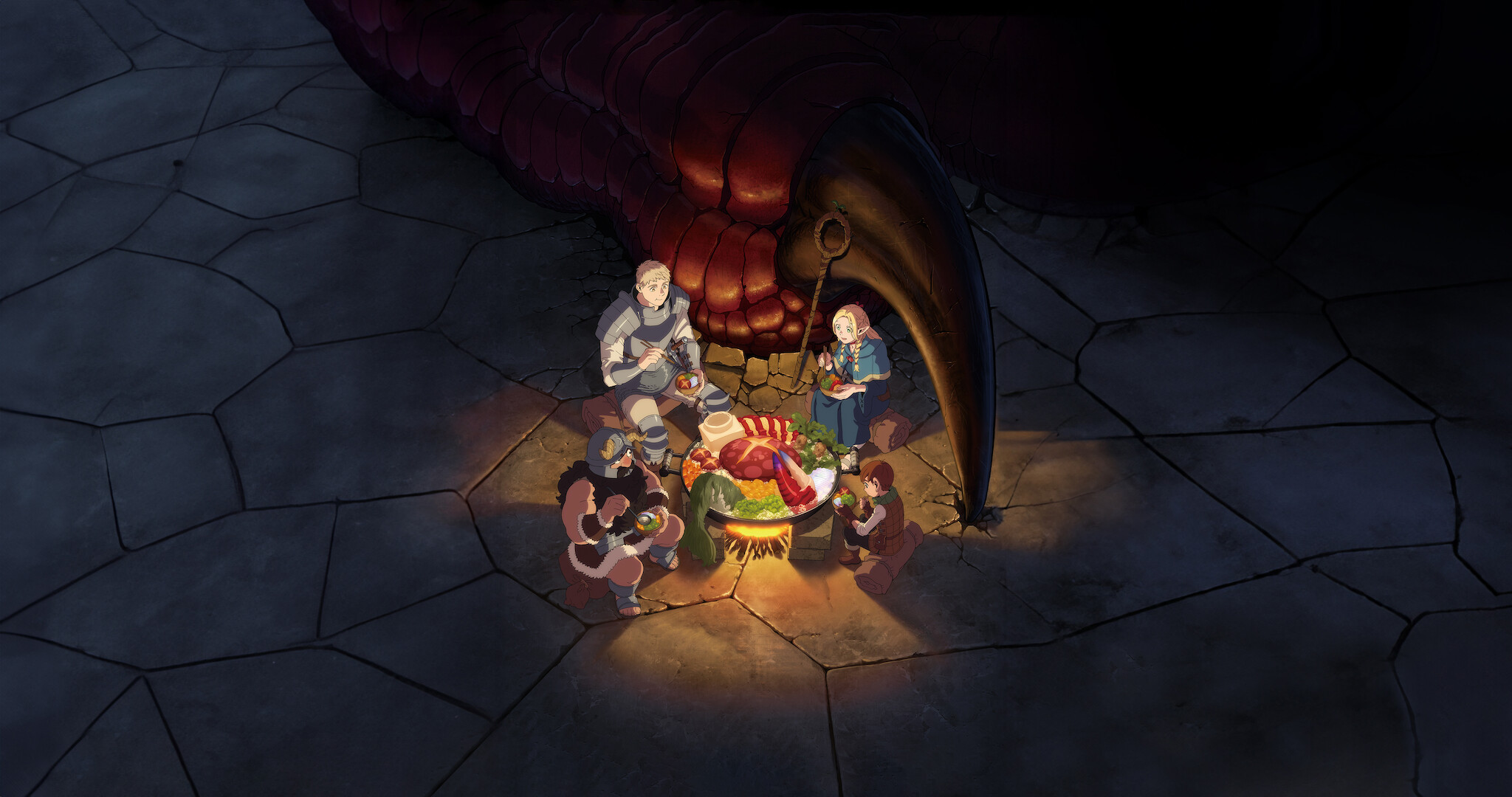 Delicious in Dungeon Title Art