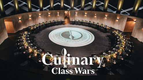 A large round table from the set of 'Culinary Class Wars' Season 1