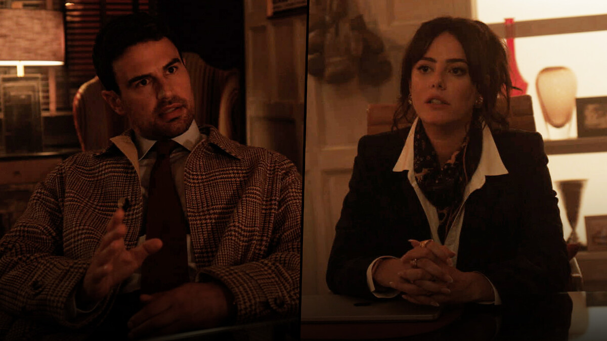Split screen image of Eddie and Susie in conversation across from each other