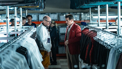 Ed Berger and Colin Farrell on the set of Ballad of a Small Player
