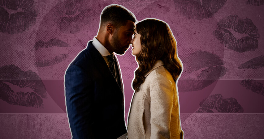 Emily kissing Alfie