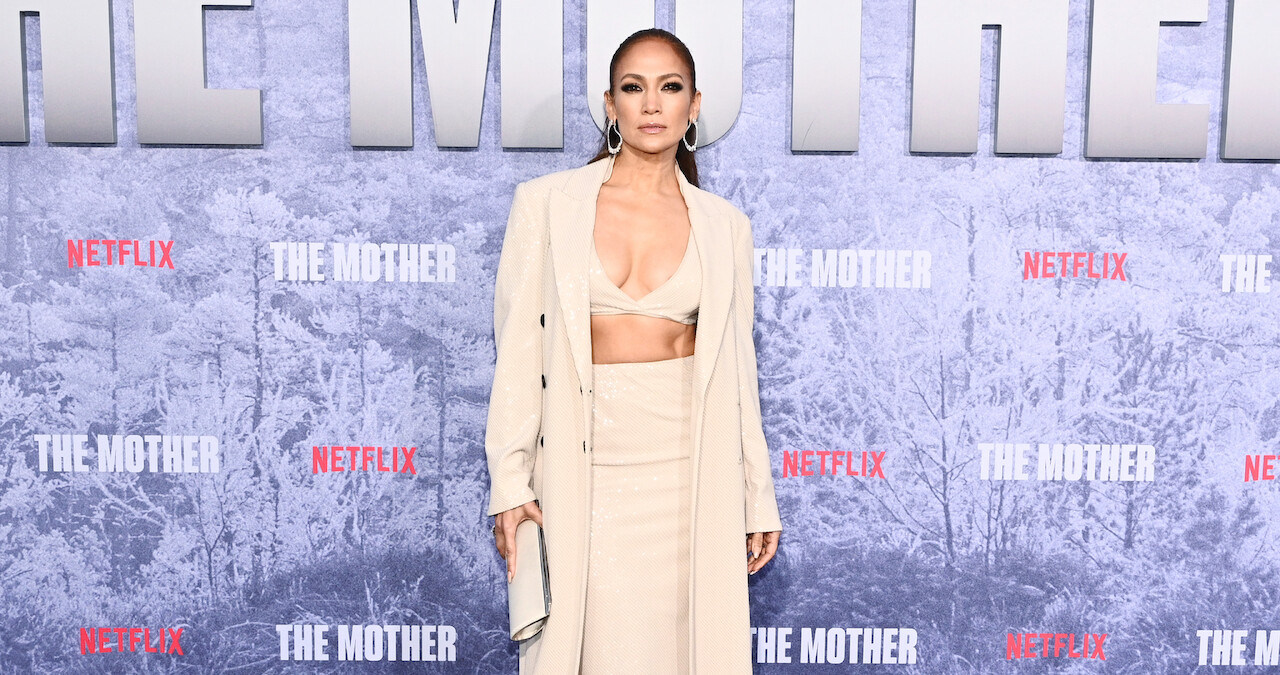 Jennifer Lopez at the red carpet premiere for The Mother.