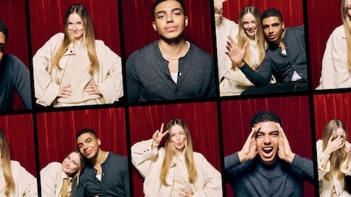 Jay Lycurgo and Hannah Dodd in a photobooth