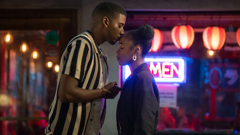 Michael Cooper Jr. as Justin Edwards and Lovie Simone as Keisha Clark in 'Forever'