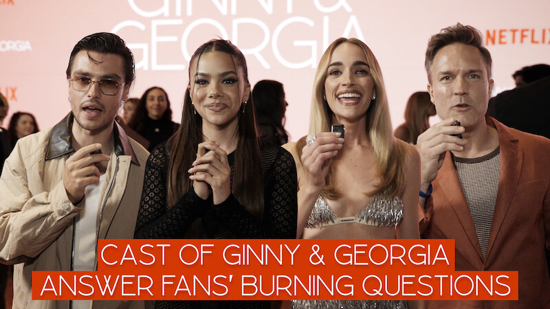 Still of Felix Mallard, Antonia Gentry, Brianne Howey and Scott Porter with "Cast Answer Fans' Burning Questions" text.