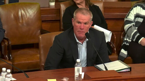 Brett Favre testifies at a congressional hearing examining welfare reform.