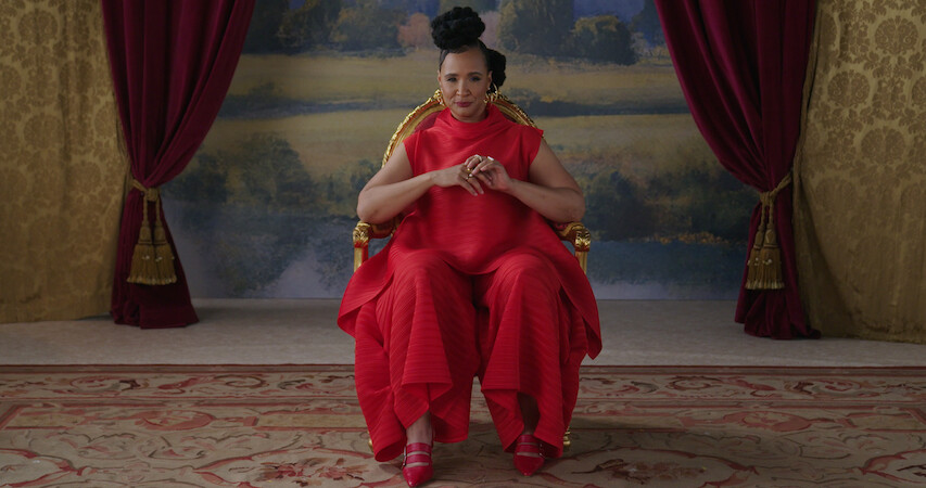 Golda Rosheuvel sitting in a chair
