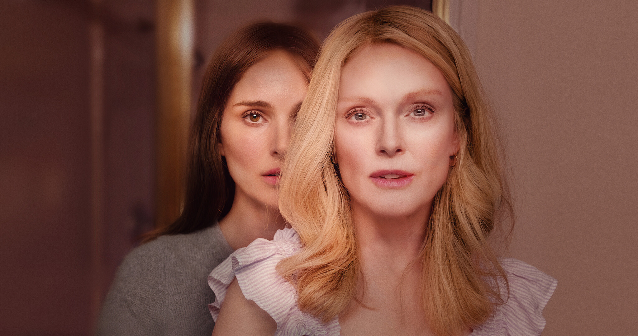 Natalie Portman and Julianne Moore looking at the camera